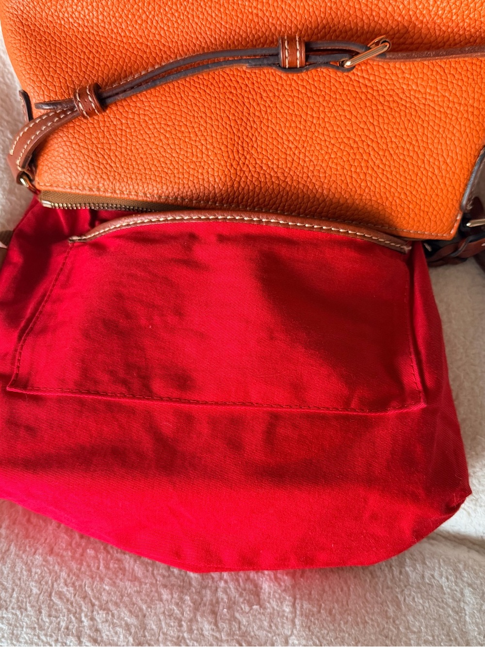 Dooney & Bourke Orange Pebbled Leather Convertible Shoulder/Crossbody Bag - Picture 12 of 16